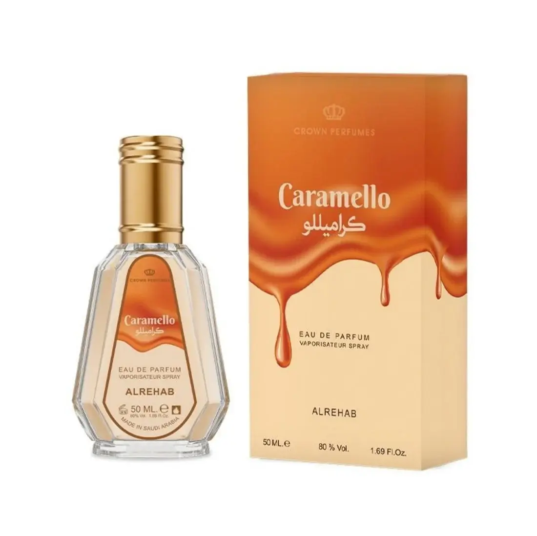 Al-Rehab Caramello Unisex Eau de Parfum Spray 1.69 Fl Oz 50 ml Luxurious Caramel Fragrance with gourmand Notes