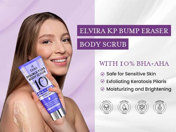 Elvira KP Bump Eraser Foot & Body Scrub, Exfoliating Scrub for Keratosis Pilaris, Smooth Skin with 10% AHA BHA & Niacinamide, Deep Moisturizing Cleanser for All Skin Types, Exfoliante para el Cuerpo