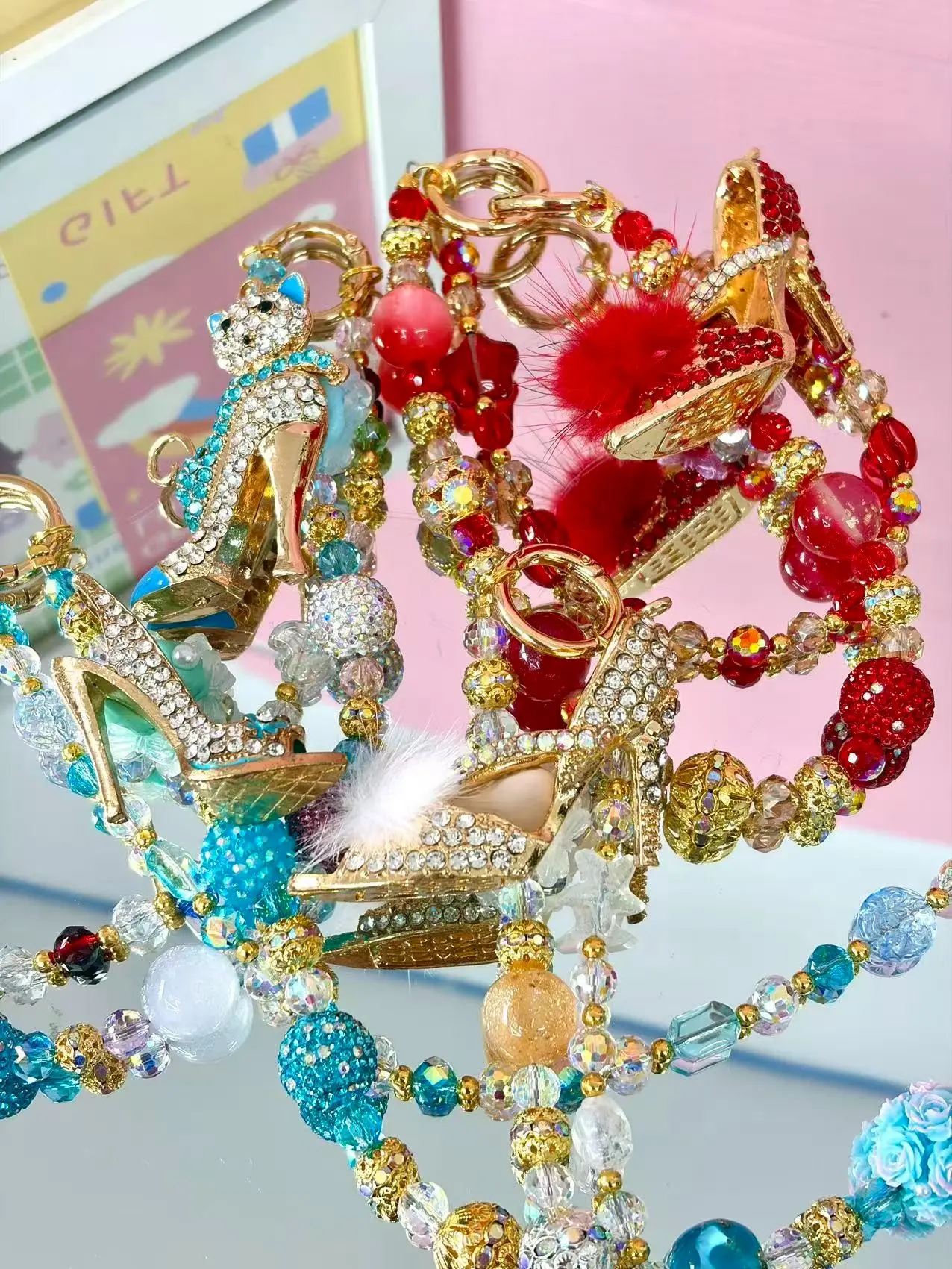 High Heel Rhinestone Bag Charm,Delicate Beaded Handbag Pendant Accessory for Women,Detachable,Pretty Mother's Day Gift,Ideal Birthday Gift for Girls & Women,Glam Elegant Vibe