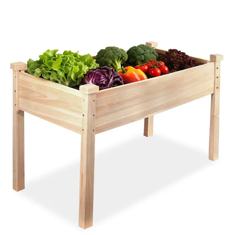 48x24x30in Elevated Raised Garden Bed, Natural Cedar Wood Planter Box, 200lb Capacity – Ideal for Backyard, Patio & Balcony Gardening