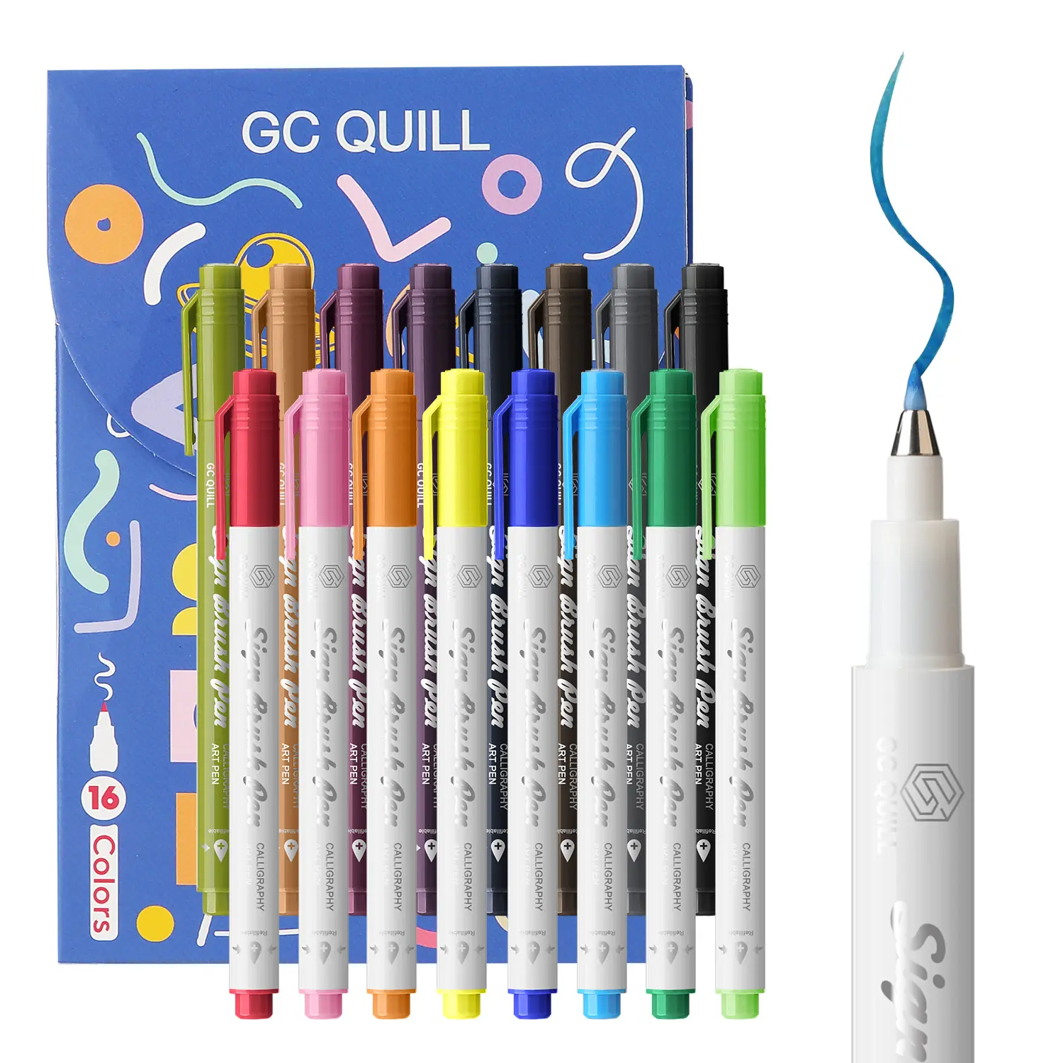 16 Colors Fudenosuke Brush Pens, Calligraphy Brush Pen Set with Fude Brush Tips, Hand Lettering, Journaling, Calligraphy, Drawing, Writing, Art Drawing Supplies, Crafts Art Supplies, Art Materials, Art School Supplies