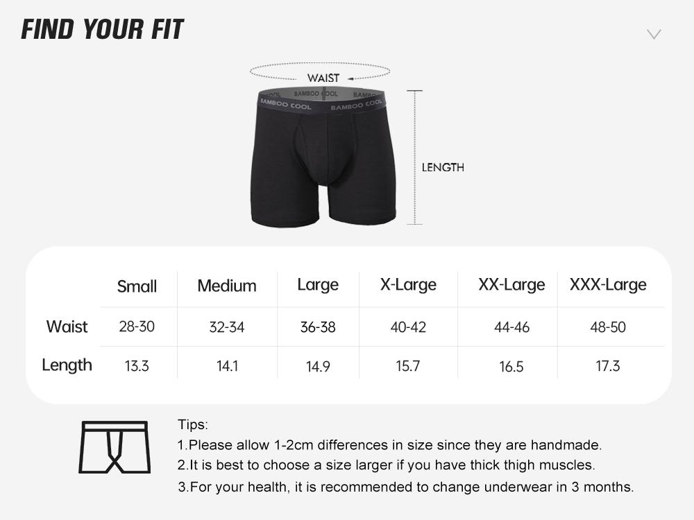 BAMBOO COOL Men's Underwear Soft Comfortable Breathable Fabric 92% Viscose 8% Spandex Pack of 4 Multiple Colors Open Fly Design for Home Exercise Travel Moisture-Wicking Boxer Briefs