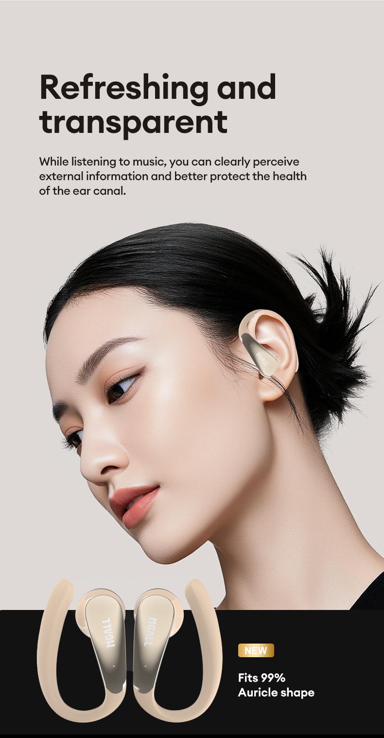 MGALL C09 Open-Ear Smart Wireless Headphones, Bluetooth 6.0, ENC Noise Reduction, Super Stereo Sound, Comfortable Open-Ear Design for Daily Use & Sports, Compatible with Android & iOS