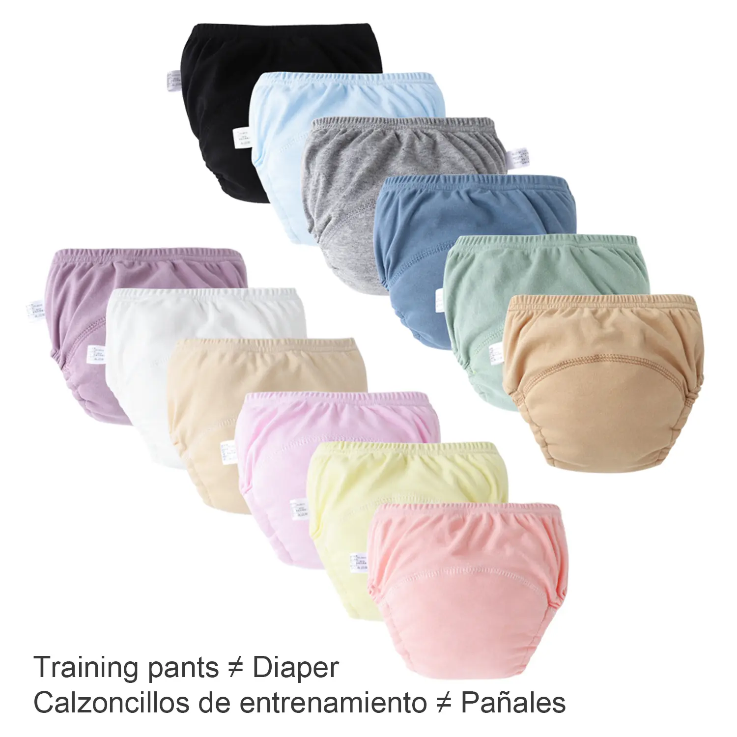 Boys & Girls Plain Solid Soft Cotton Briefs Pack, 6-Pack Waterproof Diaper Training Pants for Toddler Potty Training, Breathable Underwear, Baby