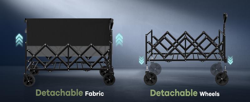 Collapsible Heavy Duty Utility Wagon Cart, Extra Long Beach Cart with All Terrain Wheels 360-560LB Capacity 120L-300L Storage, Foldable Utility Cart with Durable Steel Frame & Black Oxford Fabric for Groceries, Shopping, Camping, Sports, Garden Collapsible Heavy Duty Utility Wagon Cart, Extra Long Beach Cart with All Terrain Wheels 360-560LB Capacity 120L-300L Storage, Foldable Utility Cart with Durable Steel Frame & Black Oxford Fabric for Groceries, Shopping, Camping, Sports, Garden