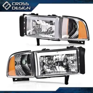 CROSSDESIGN LED DRL HEADLIGHT LAMPS FIT FOR 1994-2002 DODGE RAM 1500 2500 3500 CHROME/CLEAR