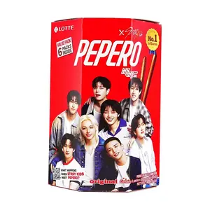 LOTTE Pepero Original Chocolate Cookie Sticks 6 Packs - Korean Snack, Stray Kids Official Merch, 180g 【Packing May Vary】