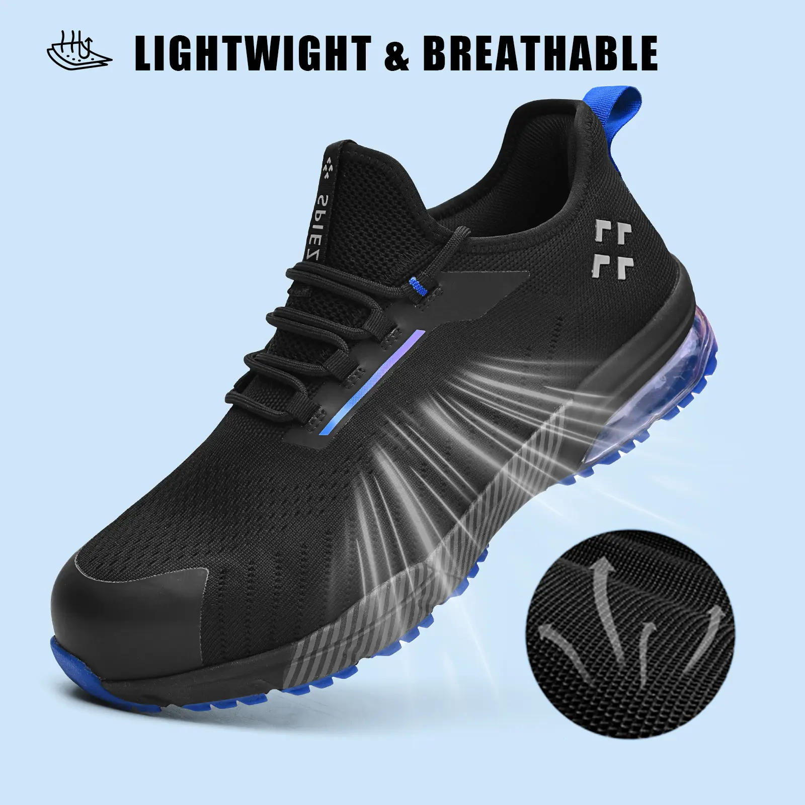 SPlEZ Air Cushion Composite Toe Work & Safety Footwear, Anti-Hit Anti-Puncture Breathable Heavy Duty Work Wear Walking Shoes for Men, Women (060C)