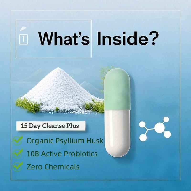 POXLOO Plant Cleanse Capsules｜15-Day Lightness Program｜Natural Plant Fiber｜Gentle Digestive Support Supplement Healthcare