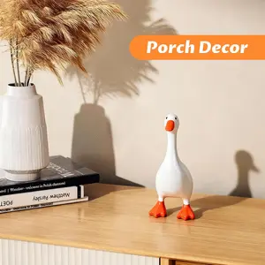 Desk Goose 7 Inch Desktop Goose Statue, Cute Resin Figurine with Magnetic Beak, Funny Home Office Desk Decor & Key Tool Holder, Perfect Valentine's Day Housewarming Gift for Women