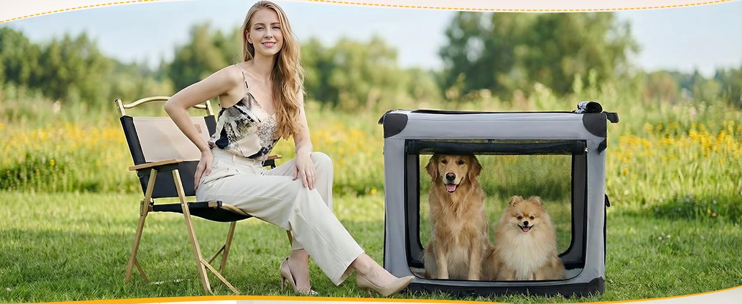 Soft-Sided Dog Crate, Portable Travel Crate With 4-Side Ventilation & No-Tools Setup,Ideal For Car, Hotel, And Vet Visits With Medium Sized Breeds