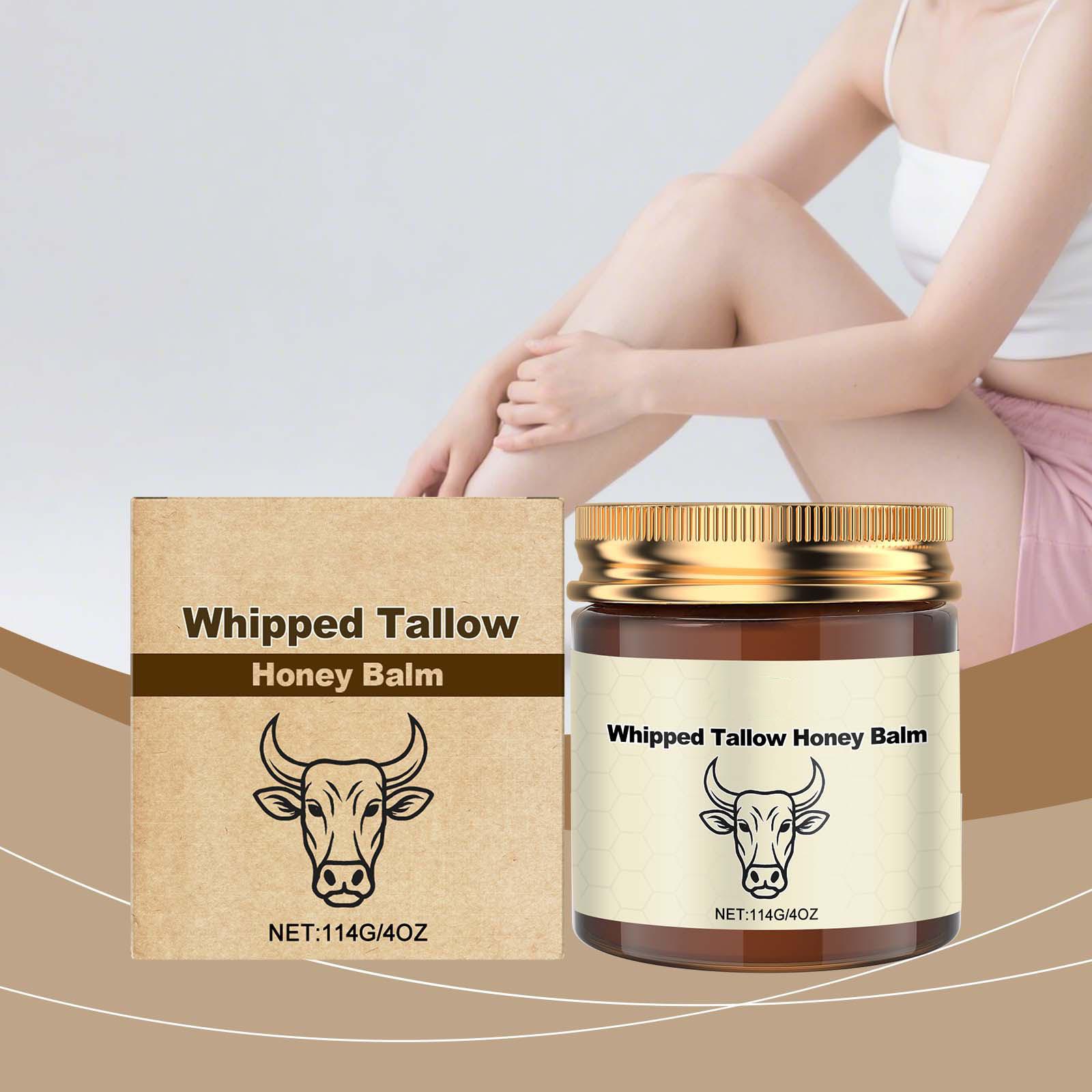 Lopeie Whipped Grass-Fed Beef Tallow Honey Balm - 4 Oz,Moisturizing Cream for Soft, Smooth Skin - Handmade All-Natural Moisturizer - Lavender