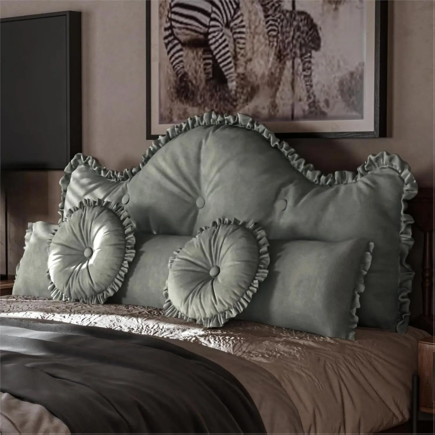 Decorative Pillows for Bed 4 Set, Include Headboard Pillow, Body Pillow for Adults and 2 x Round Decorative Throw Pillows for Bed, Aesthetic Bedroom Decor