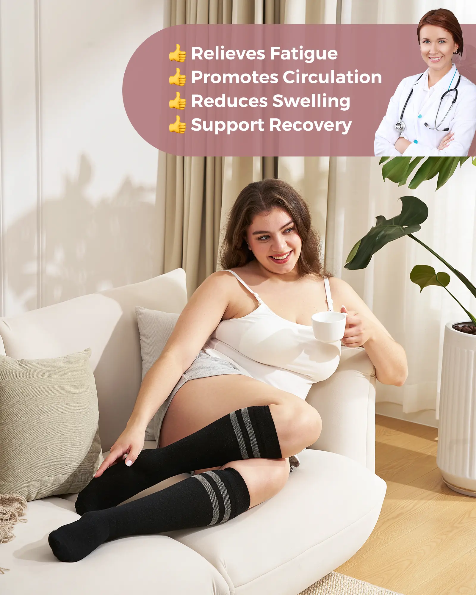 【Summervibes 】Momcozy Compression Socks for Women Wide Calf, 15-20mmHg Knee High Support Socks for Pregnancy, Nurses, Travel, Flying 5.0 5.0 out of 5 stars    2 ratings