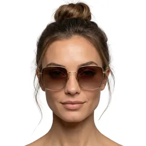 DAX EYEWEAR Saint Women's Sunglasses - Large Square Gold Frame with Brown or Rose Gold Lens - Polarized TAC - UV400 Protection - Stylish & Luxurious Design