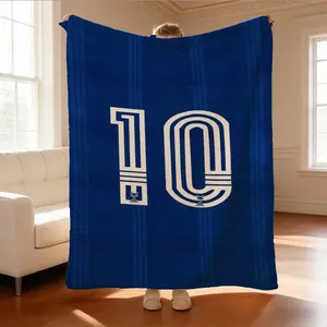 Number 10 Jersey Design Flannel Blanket Soft Polyester Super Warm Lightweight for Bed Sofa Travel Outdoor Use Perfect Holiday Gift for Family Friends