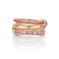 Interlocking Triple Band Yellow Gold/Fuschia