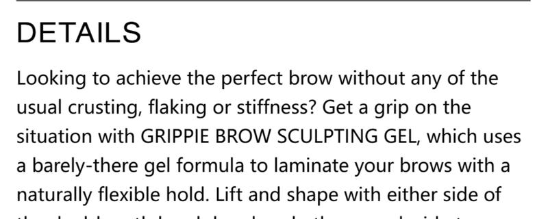 GRIPPIE BROW | Sculpting Gel - Clear Cosmetic Eyebrow Gel