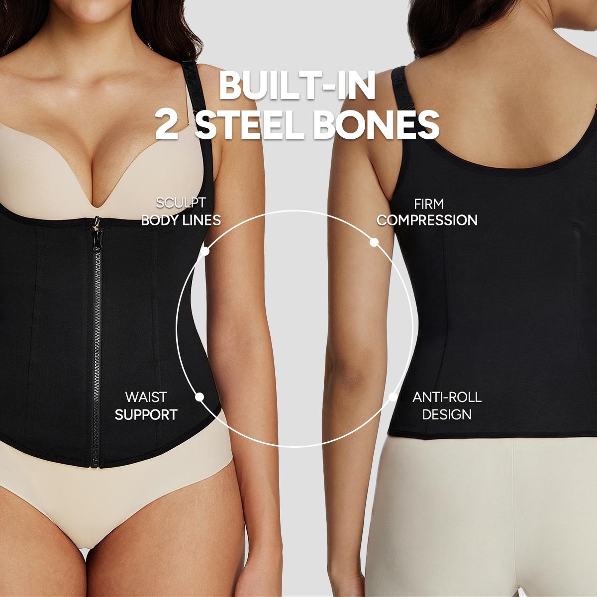 Nebility Women's Highwaist Corset Vest | Tummy Tuck Shapewear, Black | Sport & Daily Compression Womenswear Shaper Clothes Basic SpringStatements