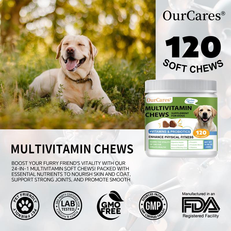 OurCares Dog Multivitamin Supplements 120 Count Dog Multivitamin Chewable Immune Joint Support Skin Gut Health Glucosamine & Probiotics - Safe for Senior & Puppy Multivitamin - Chicken Flavor Pet Daily Chews Snacks OurCares Dog Multivitamin Supplements 120 Count Dog Multivitamin Chewable Immune Joint Support Skin Gut Health Glucosamine & Probiotics - Safe for Senior & Puppy Multivitamin - Chicken Flavor Pet Daily Chews Snacks