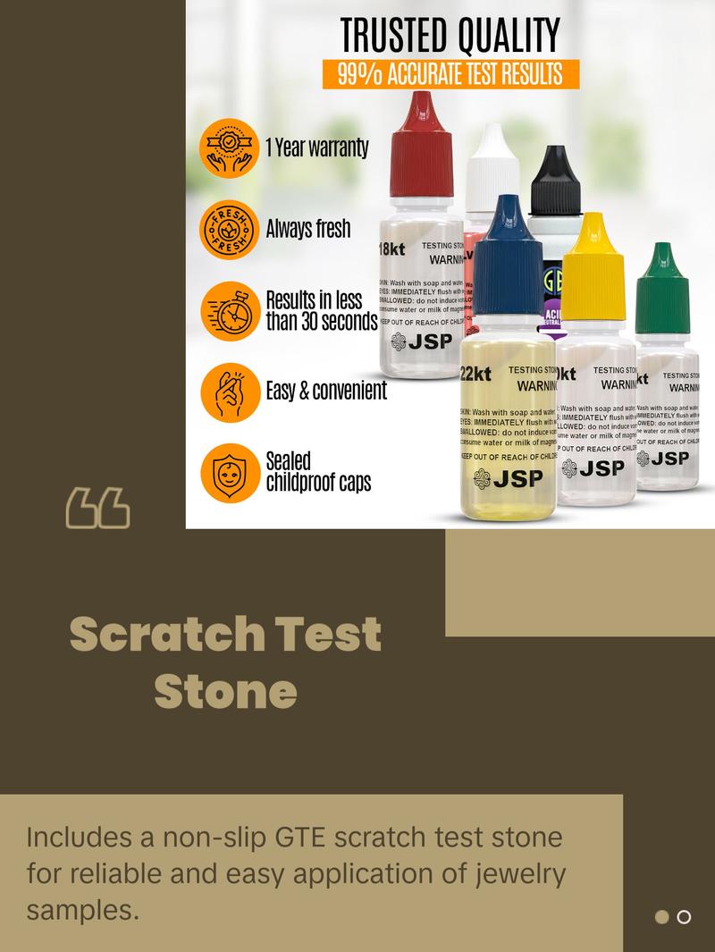 Professional Gold Silver Platinum Jewelry Testing Kit with 30X Eye Loupe Magnifier Test Stones for 10K 14K 18K 22K 24K 999 925 Precious Metals