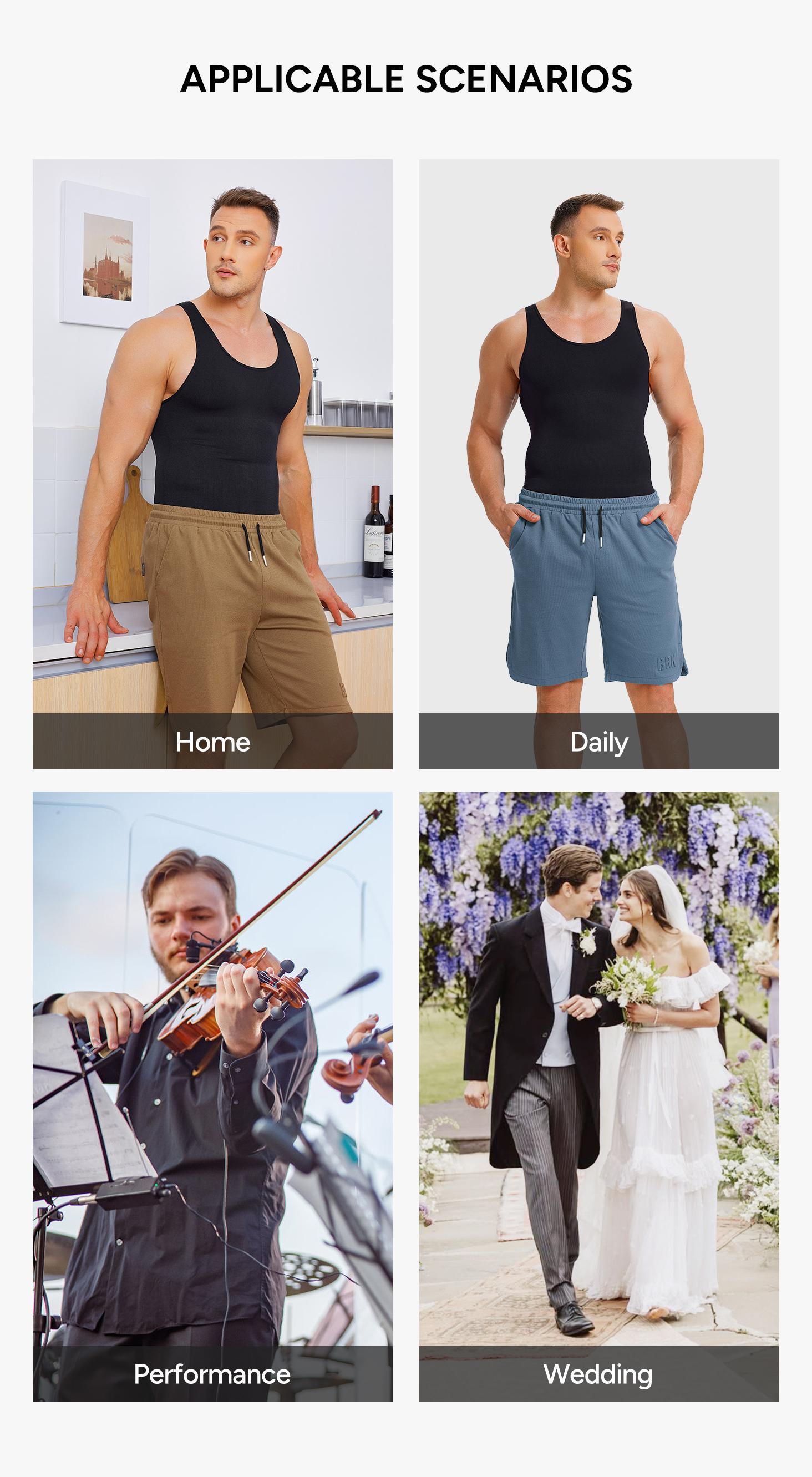 【LIVE】Nebility Men's  Body Suit Shapewear - Seamless Crotch Design Breathable Thin Sports Shirt for Fitness and Sports Fabric Menswear SpringStatements