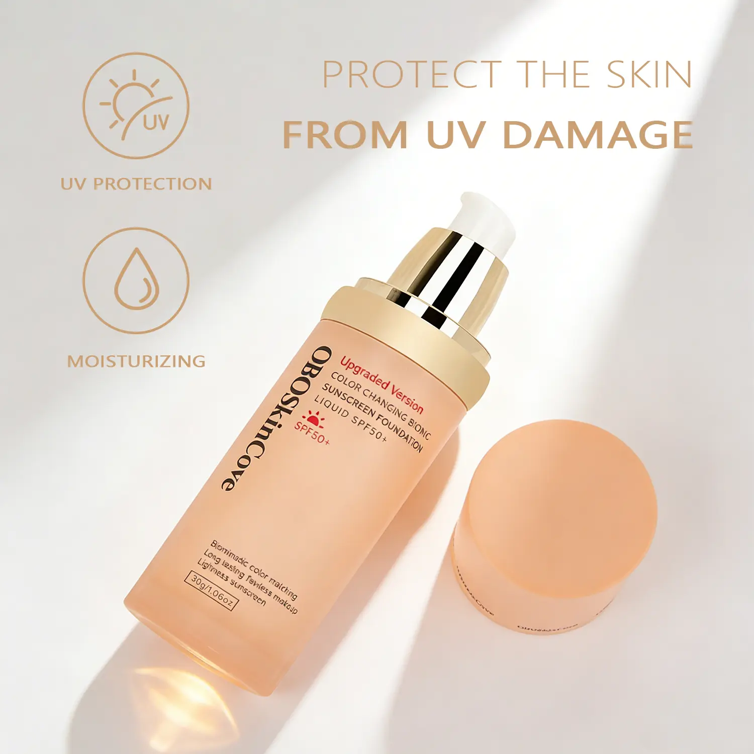 OBOSkincove 4-in-1 Tinted Sunscreen Foundation with Niacinamide, Hydrating SPF 50+ UV Moisturizer and Concealer for Radiant Skin, Compact Travel Size Bottle, 30ML,travel essentials, Even Skin Tone