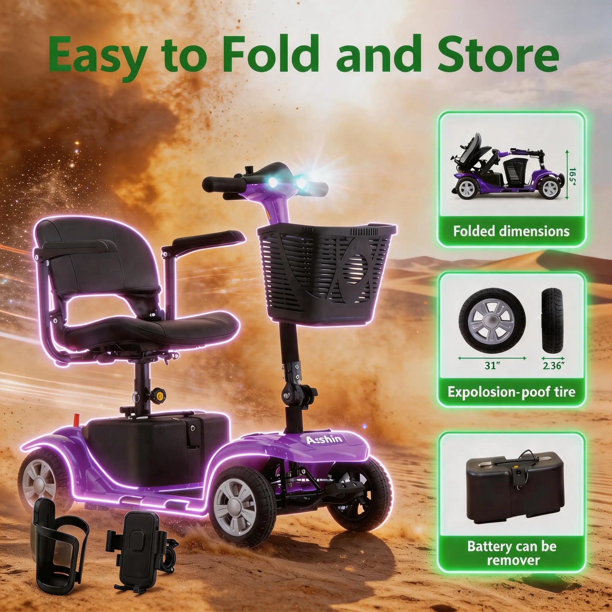 Four-wheeled mobility scooter