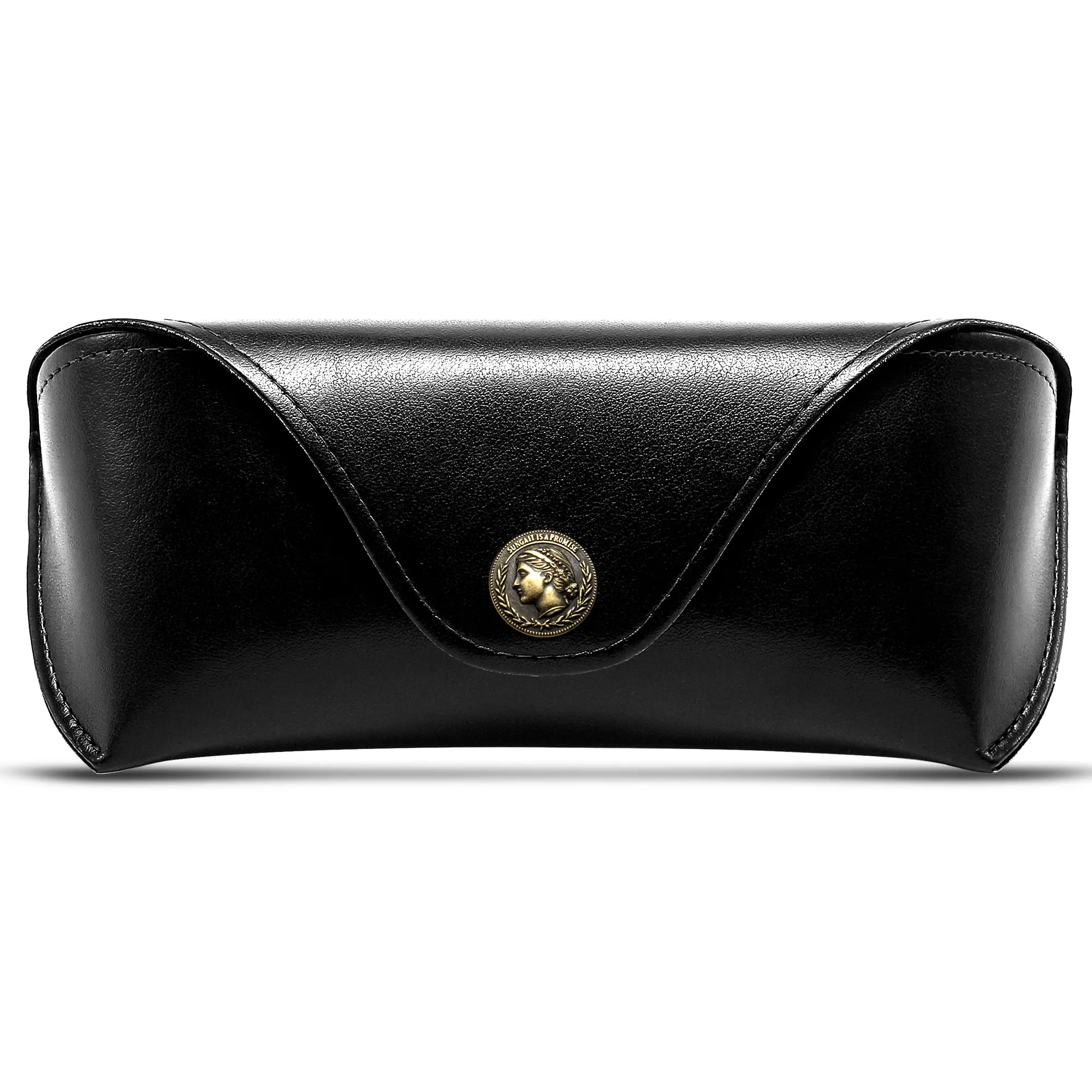 SUNGAIT Portable Hard Eyeglass Case for Men - Premium Water-Resist PU Oil-Tanned Leather Hard Shell, Glasses Storage, Wipes Clean in Damp, Exquisite Valentine's Gift Eyewear Holder, Water‑Resist Leather Eyeglasses Holder