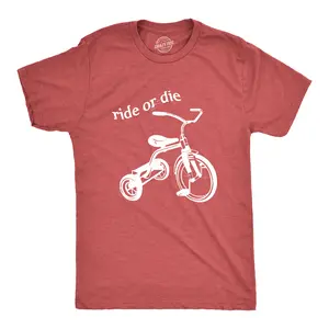 Ride or Die Tricycle T-Shirt Funny Vintage Trike Shirt Mens Funny T Shirts Cool Vintage Fashion T-Shirt Gift Classic Menswear Funny Vintage Short Sleeve Novelty Tees for Guys Red