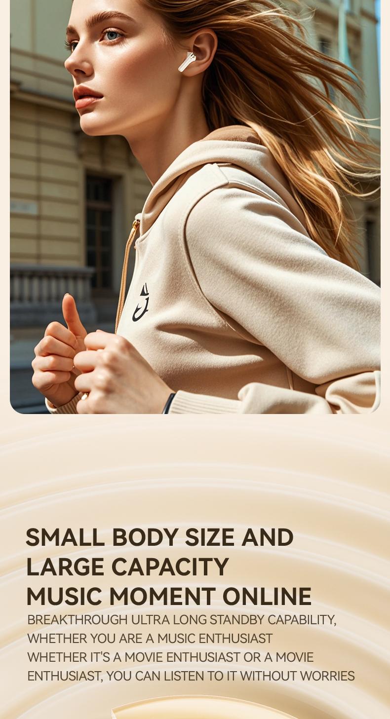 acer OHR508 Wireless Stereo Earbuds, In-Ear Noise-Canceling Earphones, Extra Long Battery Life, Universal Fit for Men and Women, Comfortable Wear, Noise Isolation Headphones, HIFI Sound Quality Music Headset Beige Audio Electronic