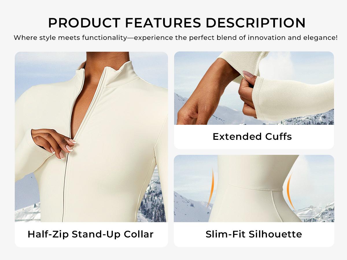 YEOREO Women's Solid Zip Up Jumpsuit Casual Sporty Long Sleeve Jumpsuit for Skiing Cycling Ladies Sportswear for Fall & Winter Athletic Style Activewear Workout Gym Clothing YEOREO Women's Solid Zip Up Jumpsuit Casual Sporty Long Sleeve Jumpsuit for Skiing Cycling Ladies Sportswear for Fall & Winter Athletic Style Activewear Workout Gym Clothing