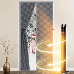 Magnetic Thermal Insulated Door Curtain,Fits Door Size 32"x80", Durable Oxford Cloth Thicken Cotton Fiber Fill, Temporary Door Insulation Cover,Soundproof Weatherproof Door Blanket