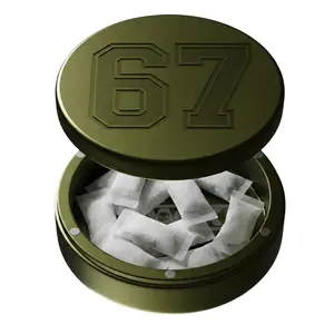 ZPACK Magnetic Zyn Metal Can, 67 Six Seven logo, Holder, Metal EDC Container, Carved Pouch Tin with Magnetic Closure, Aluminum Container, Slim Pouch Can, Gift for Him – Deep Engraved 67 (Green)