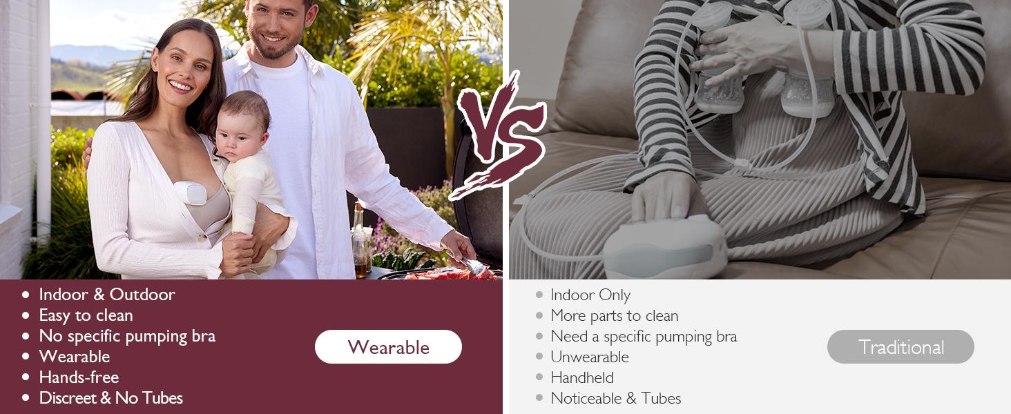 Momcozy  S9 Pro & S12 Pro Breast Pump, Upgraded Wearable Breast Pump, Hands-free Design, with LED Display, Dual-head Electric Portable Breast Pump, with 2 Modes and 9 Levels, 24mm,A