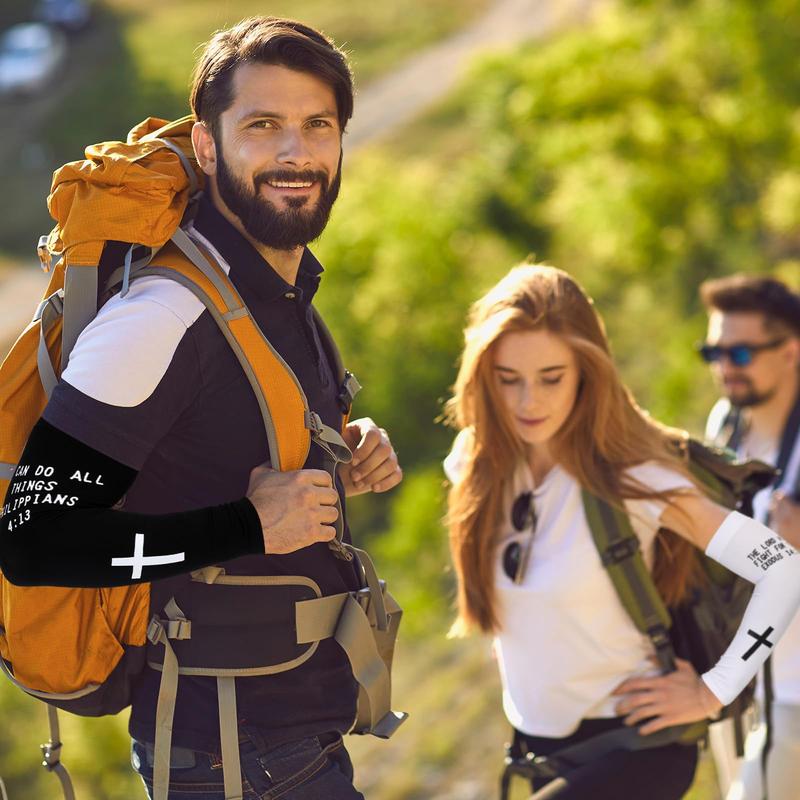 6 Pairs Easter Faith Cross Arm Sleeve Christian Cooling Arm Sleeves  Bible Verses Arm Sleeves for Men Women Football Basketball Baseball Running Cycling Summer Outdoor Activities Protection Arms Easte Basket Stuffer