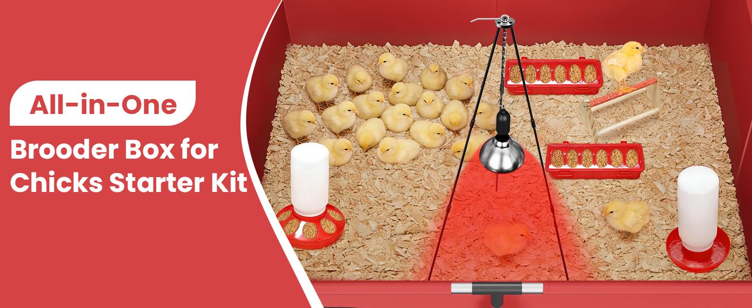 Brooder Box for Chicks, All-in-One Chick Starter Kit, Stainless Steel Frame Baby Chicken Brooder Pen with 250W Heat Lamp, Perch, Chicken Feeder & Waterer Set, Up to 30 Chicks, Square Style Brooder Box for Chicks, All-in-One Chick Starter Kit, Stainless Steel Frame Baby Chicken Brooder Pen with 250W Heat Lamp, Perch, Chicken Feeder & Waterer Set, Up to 30 Chicks, Square Style