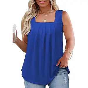 EncoLax Womens-Plus-Size-Tank-Tops Casual Sleeveless Square Neck Flowy Tunic Shirts