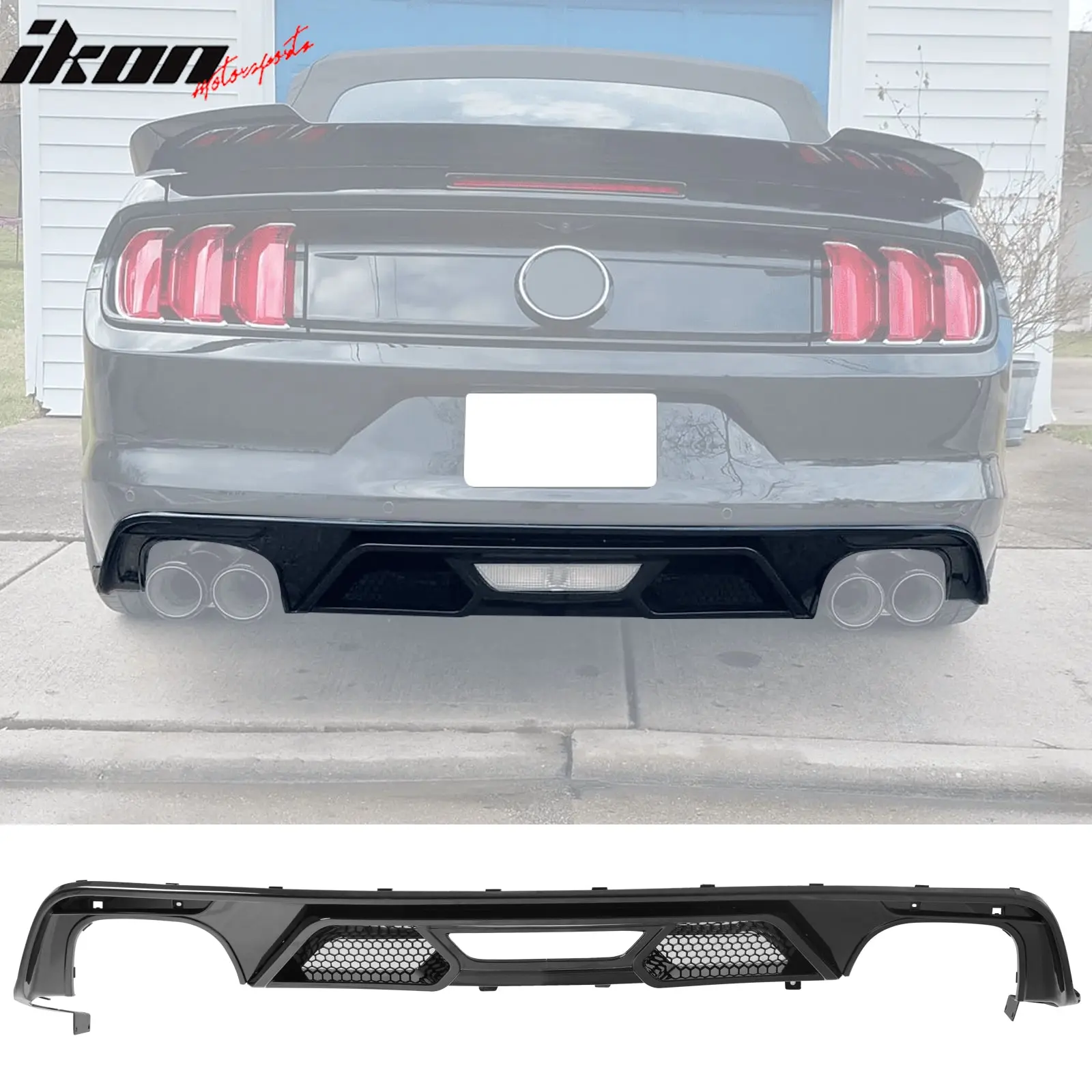 Rear Diffuser Bumper for Ford Mustang 2015-2017 GT500 Style Gloss Black PP Car Accessories Rear Bumper Diffuser   Body Kit Component