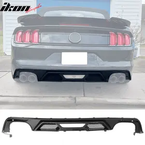 2015-2017 Ford Mustang GT500 Style Rear Diffuser Bumper Gloss Black PP