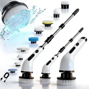 Electric Spin Scrubber, Cordless Cleaning Brush with 9 Brush Heads, USB Rechargeable, 2-Speed Adjustable, IPX7 Waterproof Shower Scrubber with Long Handle, Multi-Purpose Electric Bathroom Power Cleaning Tool, TikTok Cleaning Gadget