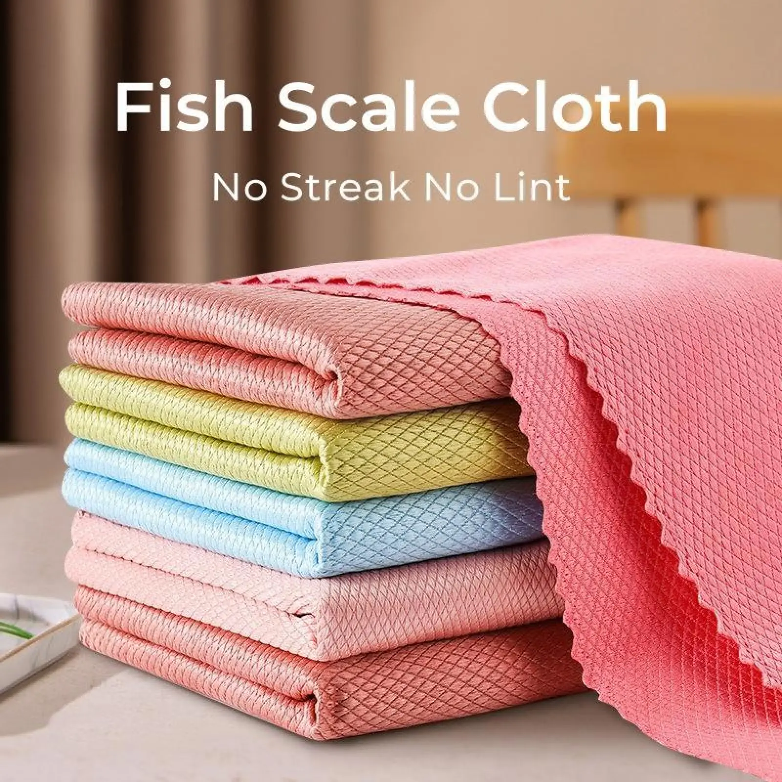 10-Count Reusable Microfiber Cleaning Cloth Set - Soft, Durable, Lint-Free, Streak-Free Fish Scale Towels, Microfiber Cloth for Glass, Hand Tool Cleaning Supplies for Cars, Microfiber Cloth For Glasses