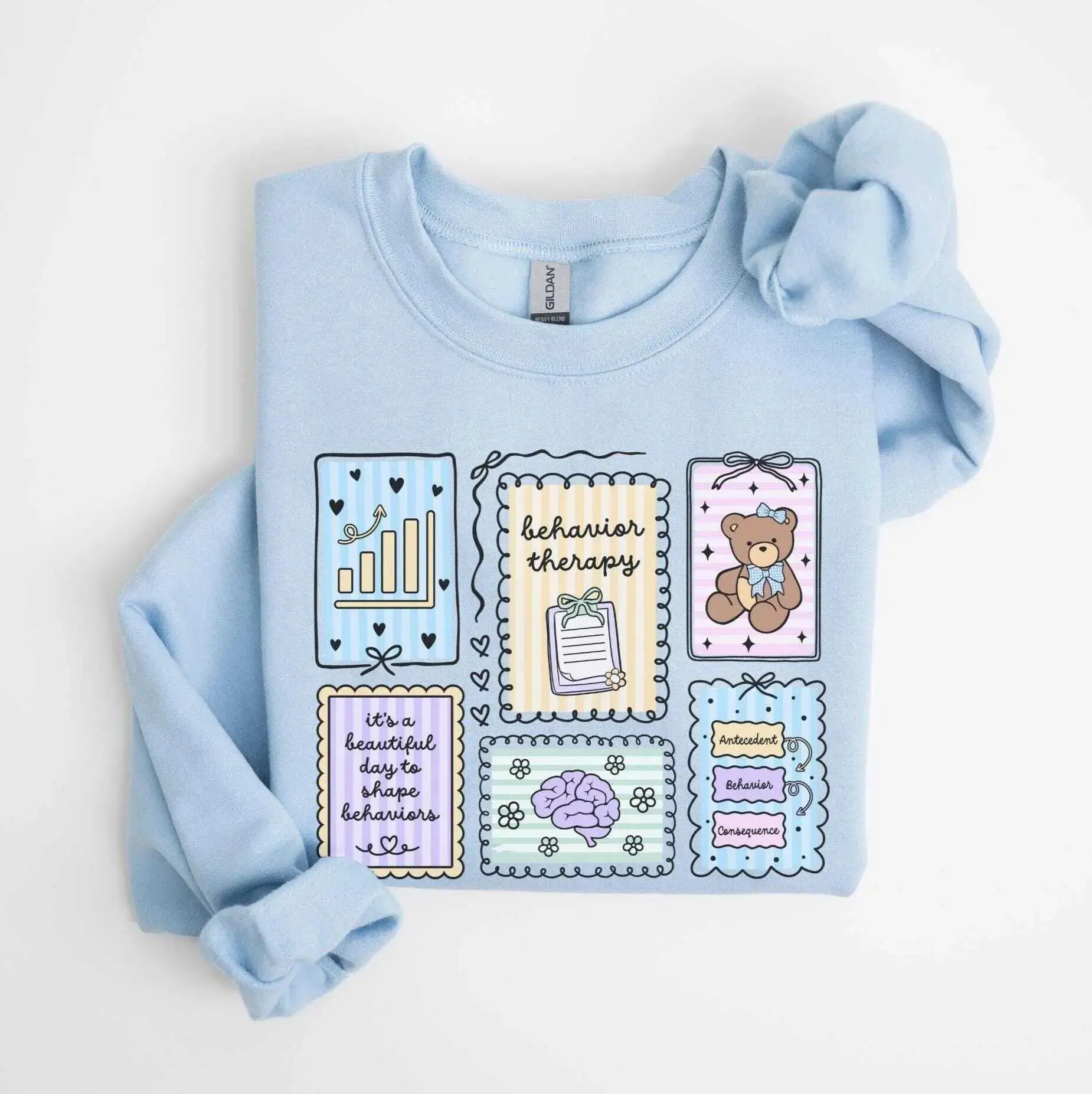 Behavior Therapy Sweatshirt  Short Sleeve T-SHIRT, BCBA Stamp Work, ABA RBT, Behavior Analyst, Behavior Tech, Sped Teacher Womenswear Tops