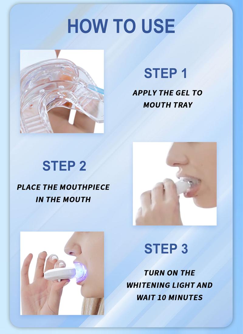 MySmile Original Teeth Whitening Kit with LED Light (5x Bulbs) - 3 Gels for Sensitive Teeth | Fast 10-Min Results