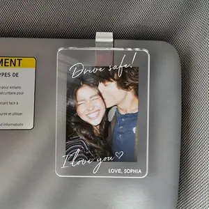 Personalized Car Visor Photo Card, Custom Drive Safe Handsome Acrylic Clip, Romantic Boyfriend Anniversary Gift, Aesthetic Sun Visor Picture Holder, Heartfelt Couple Keepsake