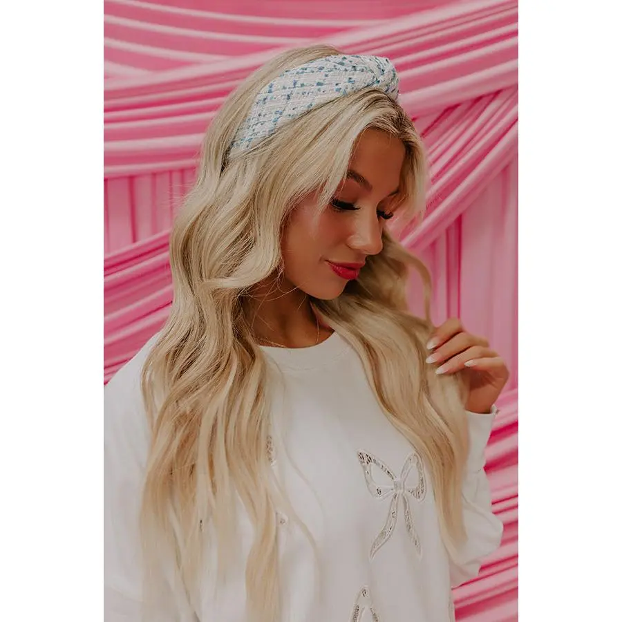 Cue The Chic Tweed Headband in Beige