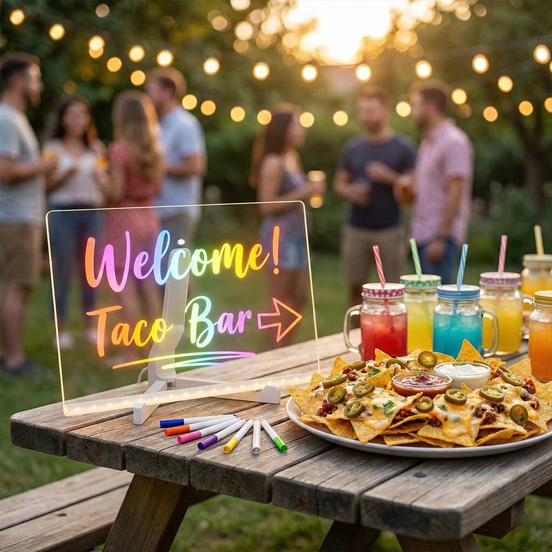 Drawing Board For Kids, Acrylic Dry Erase Light-Up Board with Stand Markers Wipes Erasable Reusable Board for Kids Learning Ideal Gift for Birthday Christmas Decorative Neon Sign Led Effects Rechargeable Led Lighted