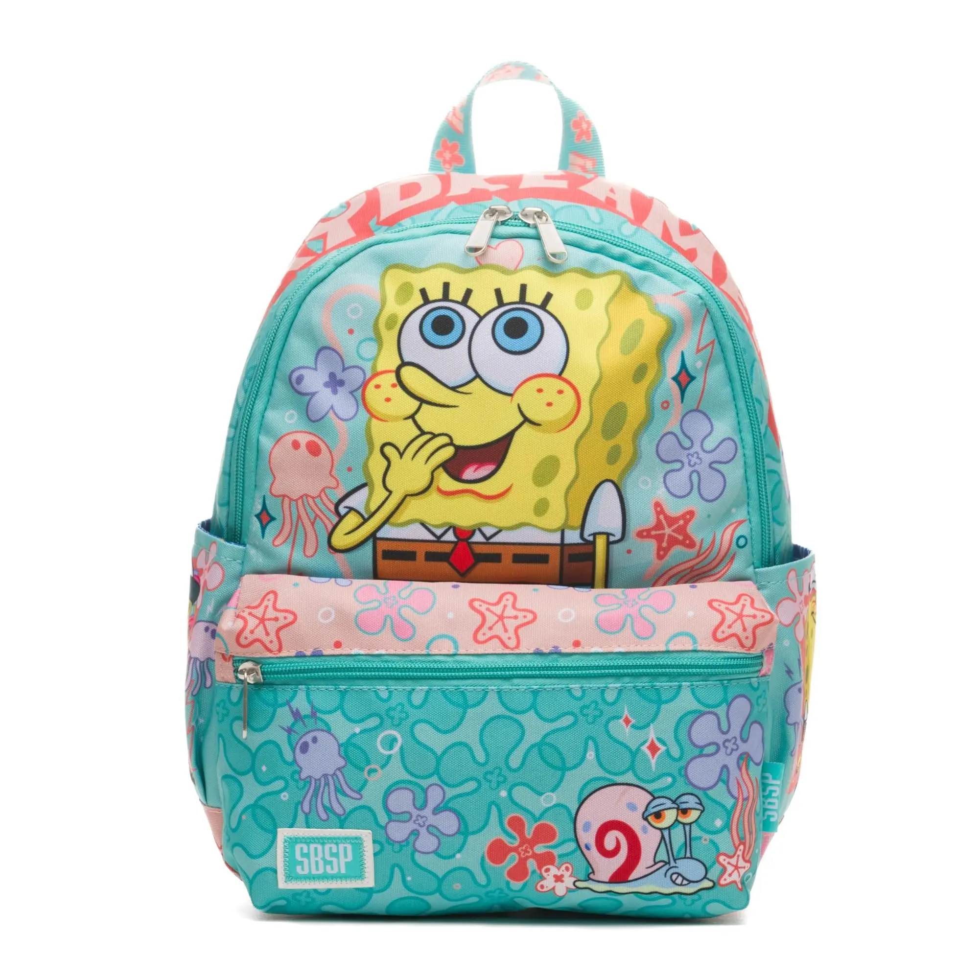Official Licensed SpongeBob SquarePants Daydreamer Backpack, 13-in All-Over Print Polyester Lightweight Casual Daypack, Cute Backpacks for School