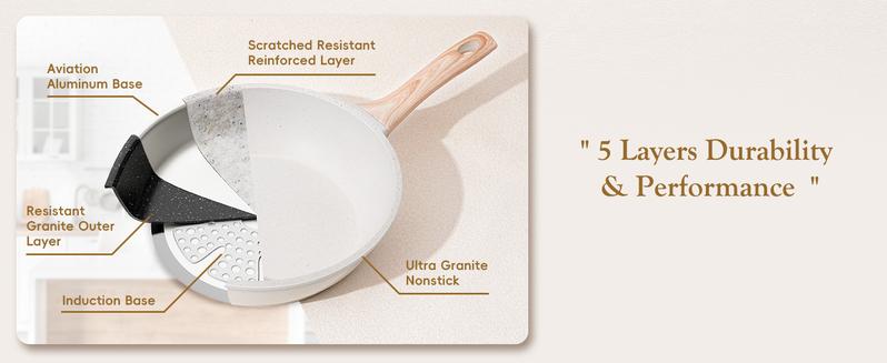 SODAY 12PCS Pots and Pans Set Non Stick Kitchen Cookware Sets Granite Cooking Set with Frying Pans, Saucepans, Steamer Nonstick Pots with Glass Lid Kitchenware Induction Aluminium, Cookware Sets, Kitchenware, stock up on specials, gifts