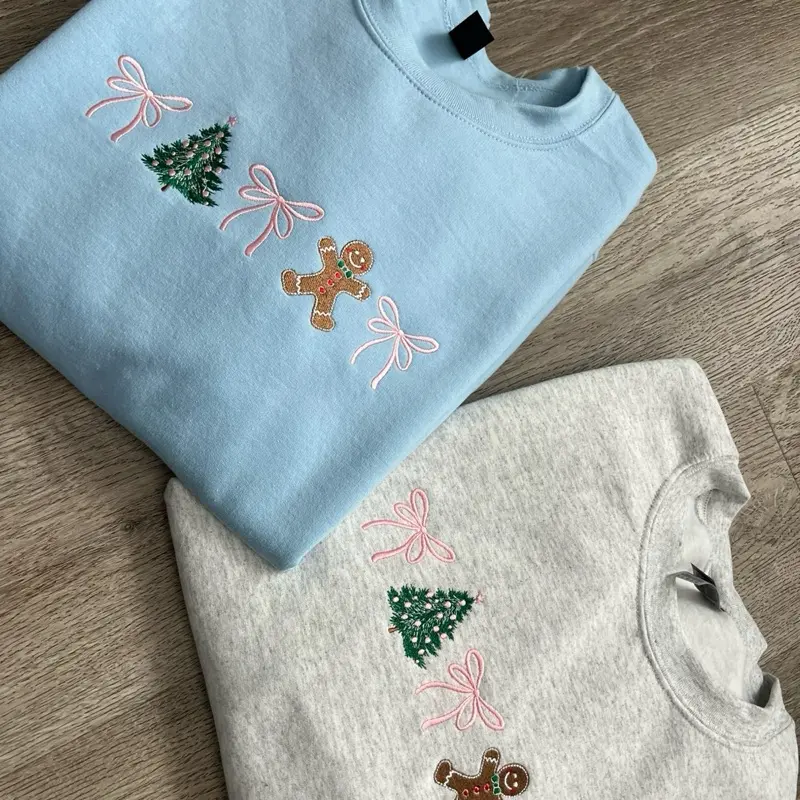 Christmas Embroidered Crewneck sweater  Unisex Pullover Long Sleeve